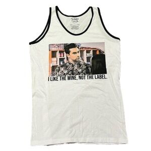 Schitts Creek David I Like The Wine Not The Label White Tank Top Men’s Size M